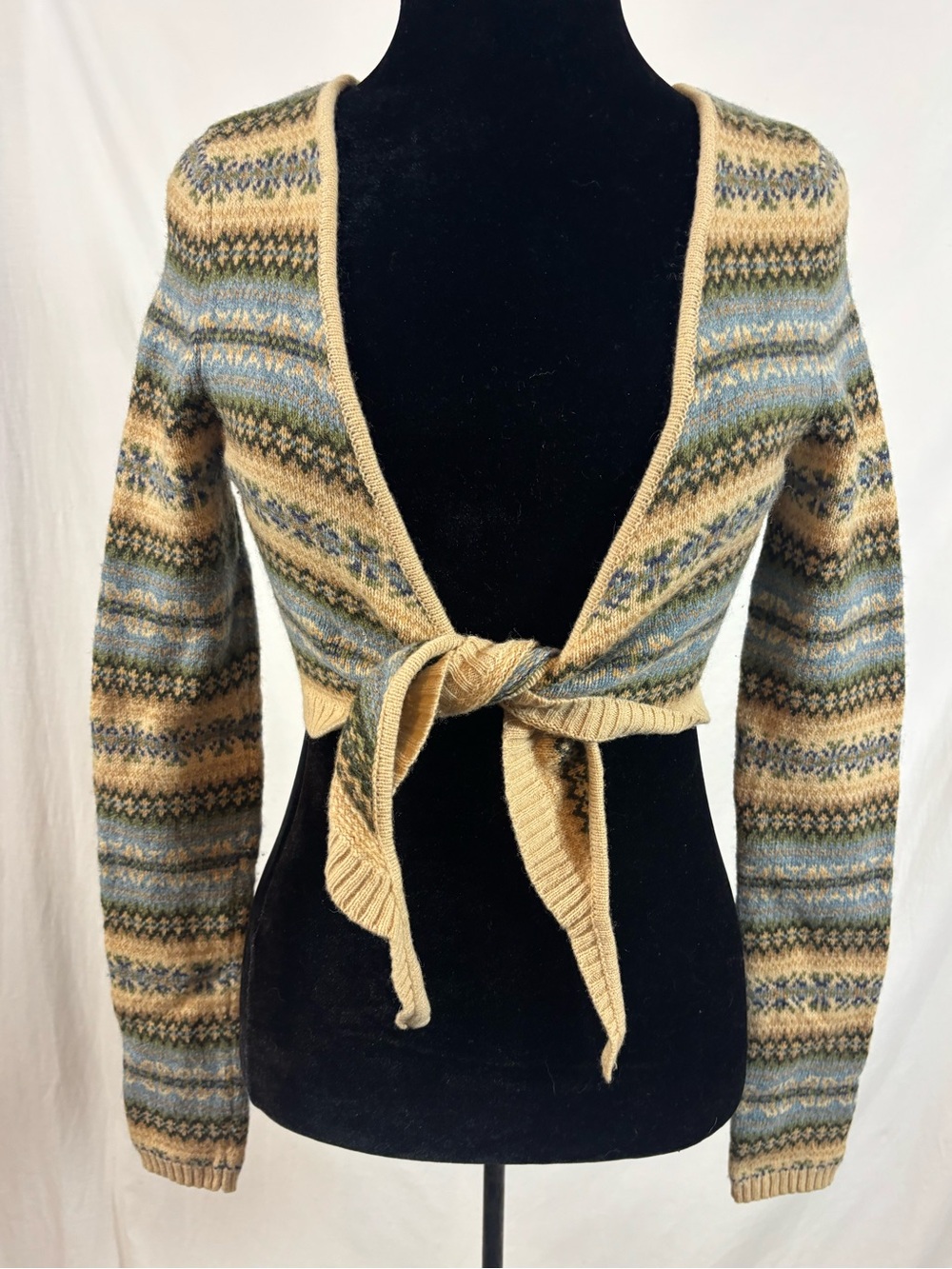 Vintage Ralph Lauren Polo Jeans Lambswool Fair Isle Wrap Bolero Y2K Cottagecore